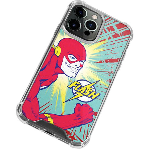 DC Comics The Flash Classic Art Smile Blast iPhone 14 Pro Clear Case